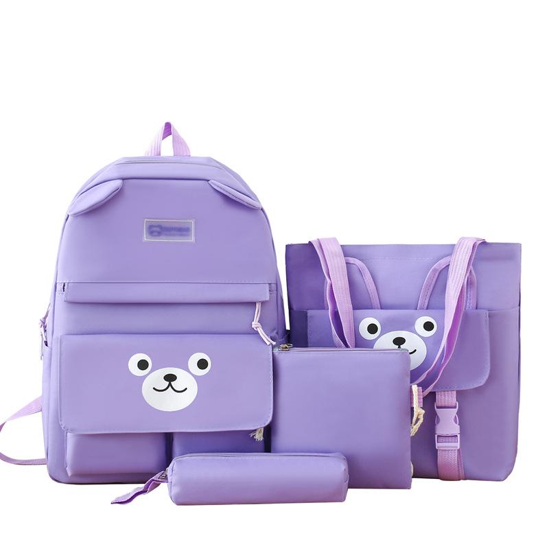 Large Capacity Little Bear Junior High School College Students' School Style Backpack Cartoon Casual Backpack Students' School Bag