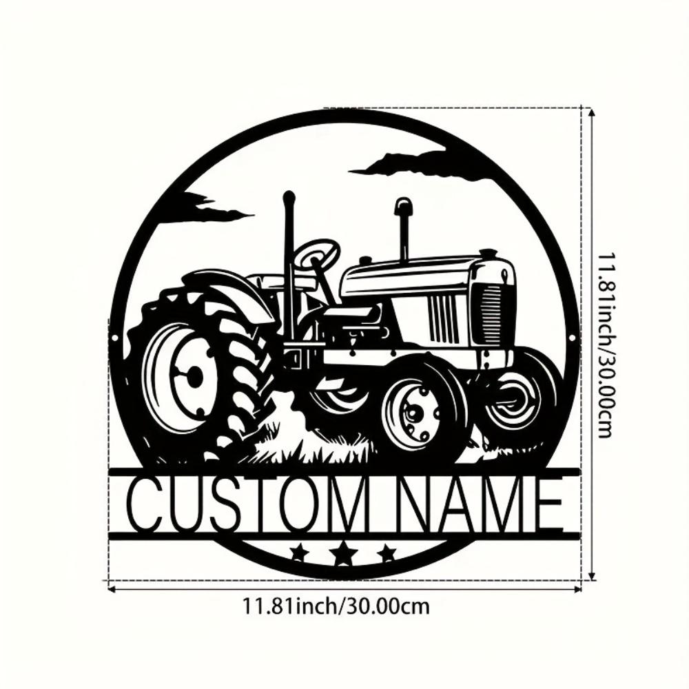 

1pc Custom Tractor Metal Wall Art Hollow Sign with Name for Porch Living Room Housewarming Gift