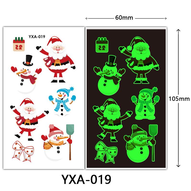 Christmas Luminous Tattoo Sticker Glowing Waterproof Sweat Cute Cartoon Holiday Party Temporary Sticker