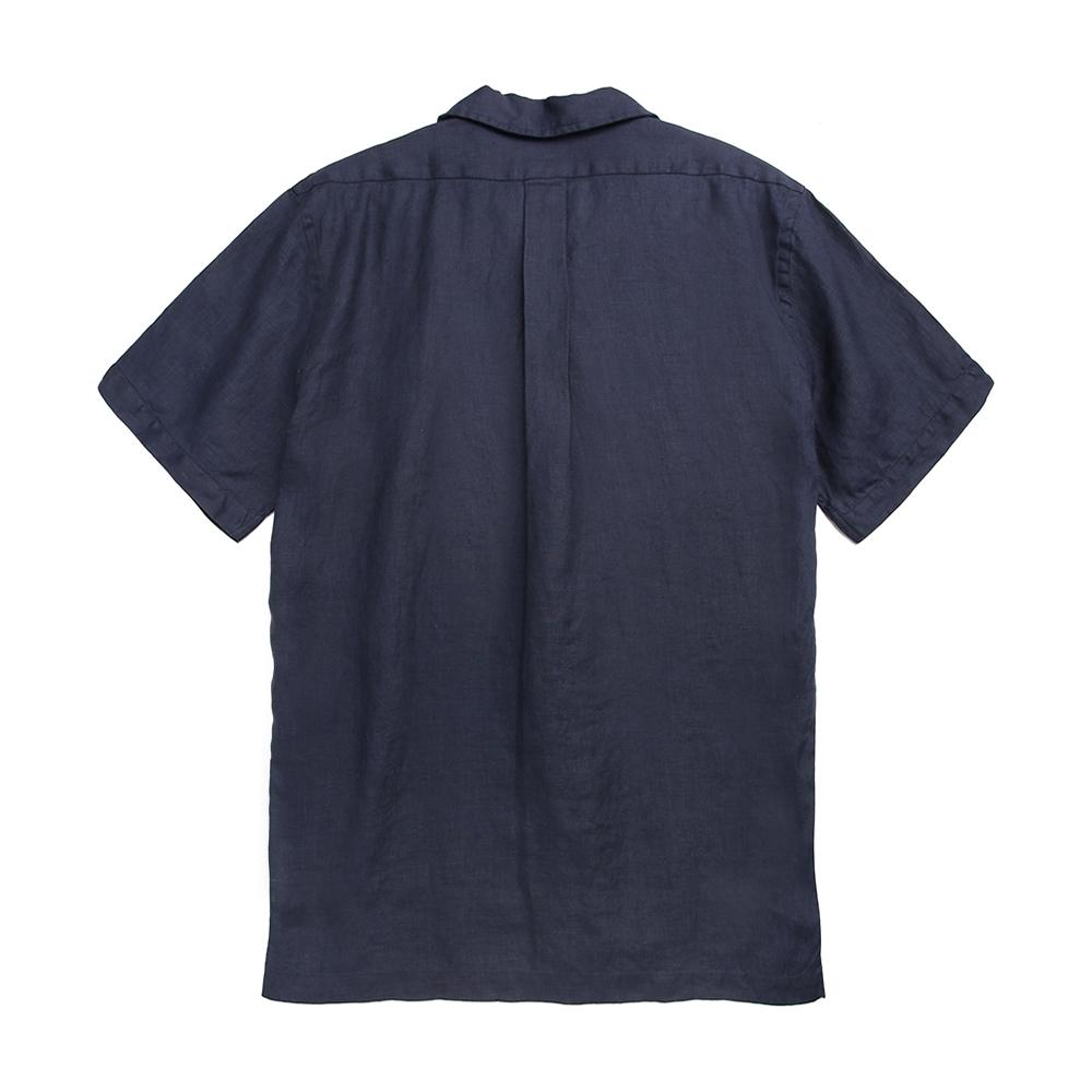 BROOKS BROTHERS Linen Camp Solid Shirt (Navy) (Bbtpmm6396Qem)