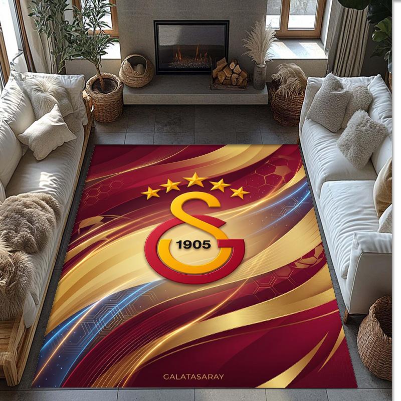 Tappeto Morbido Antiscivolo per Interni con Motivo Calcio Galatasaray FC Tappetino Decorativo Sportivo per Camera da Letto