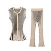 Kaslead New Arrival Women's Clothing Fashion Style Fashion Stripes Sleeveless Top and Trousers 8779154 8779189