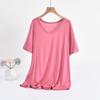 Modal V-Neck Tshirt Summer Women's Thin T-shirts Half Sleeves Solid Color Plus Size Loose Casual Tee Tops