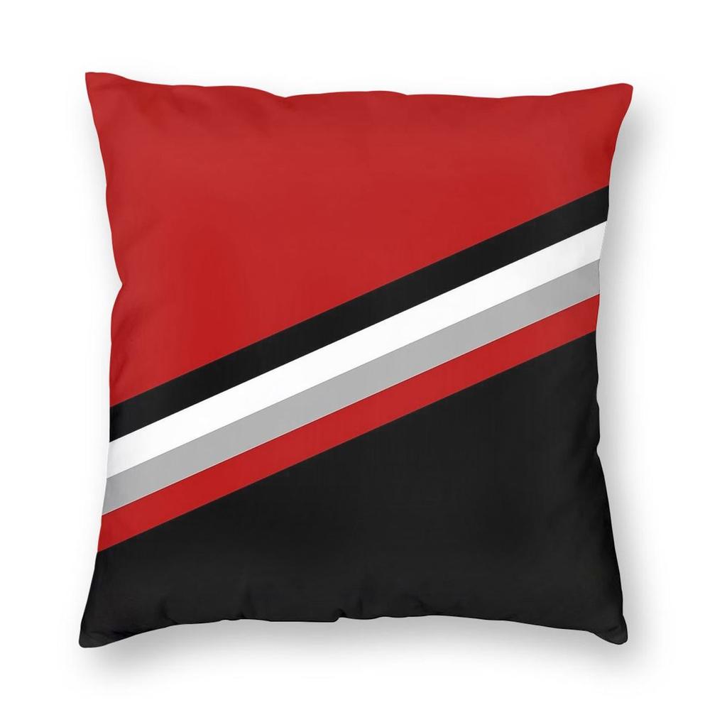 Grijs Zwart Rood Diagonale Strepen Vierkante Kussensloop Polyester Linnen Fluweel Bedrukt Rits Decor Huis Kussenhoes