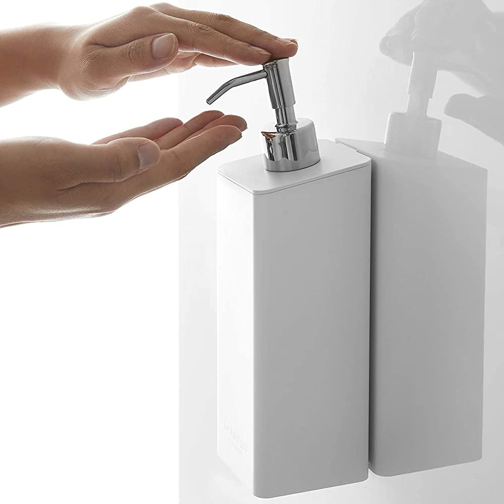 Yamazaki Tower Magnetic Dispenser of Magnetic Refillable Bottles for Shampoo and 4258 and 4260 Two-Way (Set 2) - Conditioner, White,