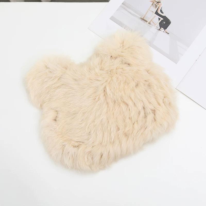 Mickey Ears Rabbit Hair Hat Women's Autumn and Winter Thickened Cold-proof Warm Baotou Hat Plush Fur Cute Headscarf Hat