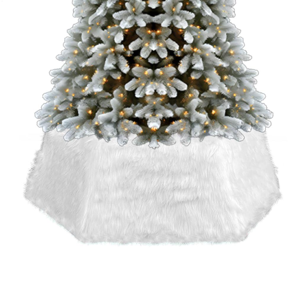 Bohemian Christmas Tree Collar Foldable Christmas Tree Skirt Christmas Soft Plush White Collar Artificial Tree Base Cover Skirt