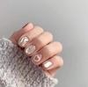 10Pcs Handmade Press on Nails Full Cover Cute Cat Eye Glitter Design Short Ballerina False Nails Wearable Manicure Nail Tips Art