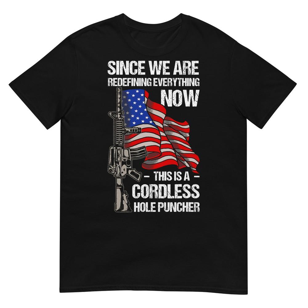 Funny Gun Lover Cordless Hole Puncher Vintage American Flag T-Shirt 4XL