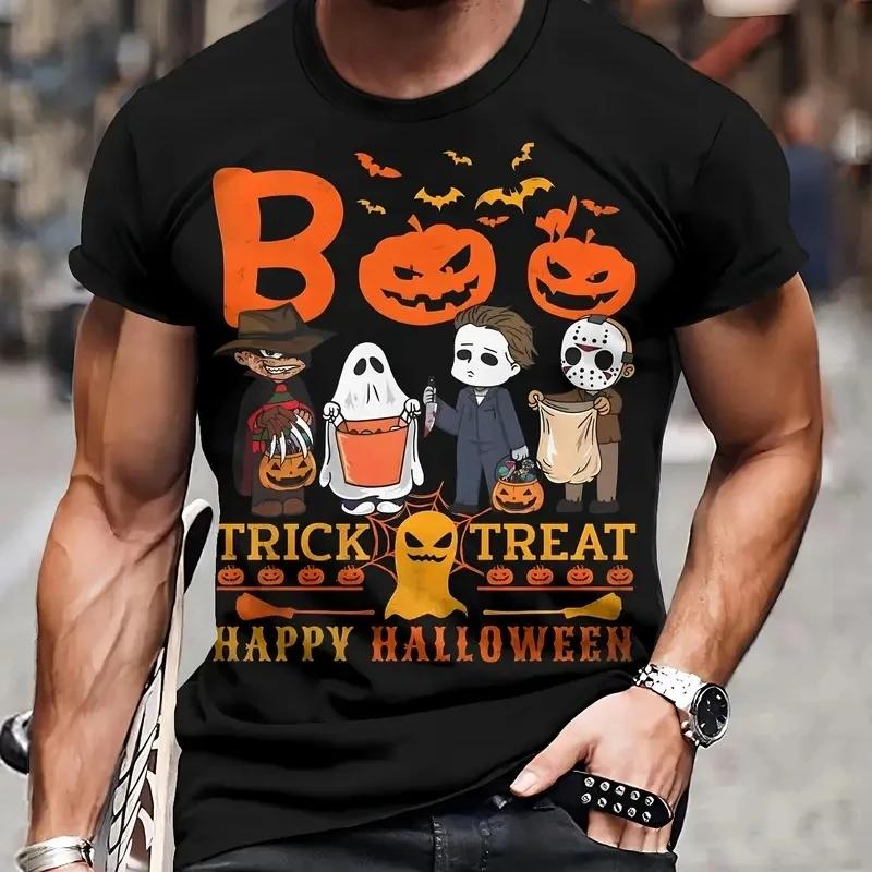 Halloween pumpkin lantern festival essential 3D printed men's shirt round neck T-shirt street fashion style oversized casual