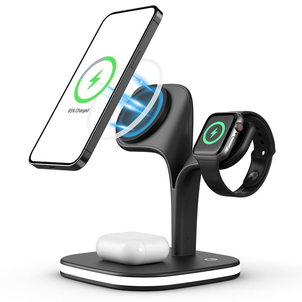 5 In 1 Charging Station Mag Safe Wireless Charging Stand with LED Night Light for Multiple Devices Universal Phone