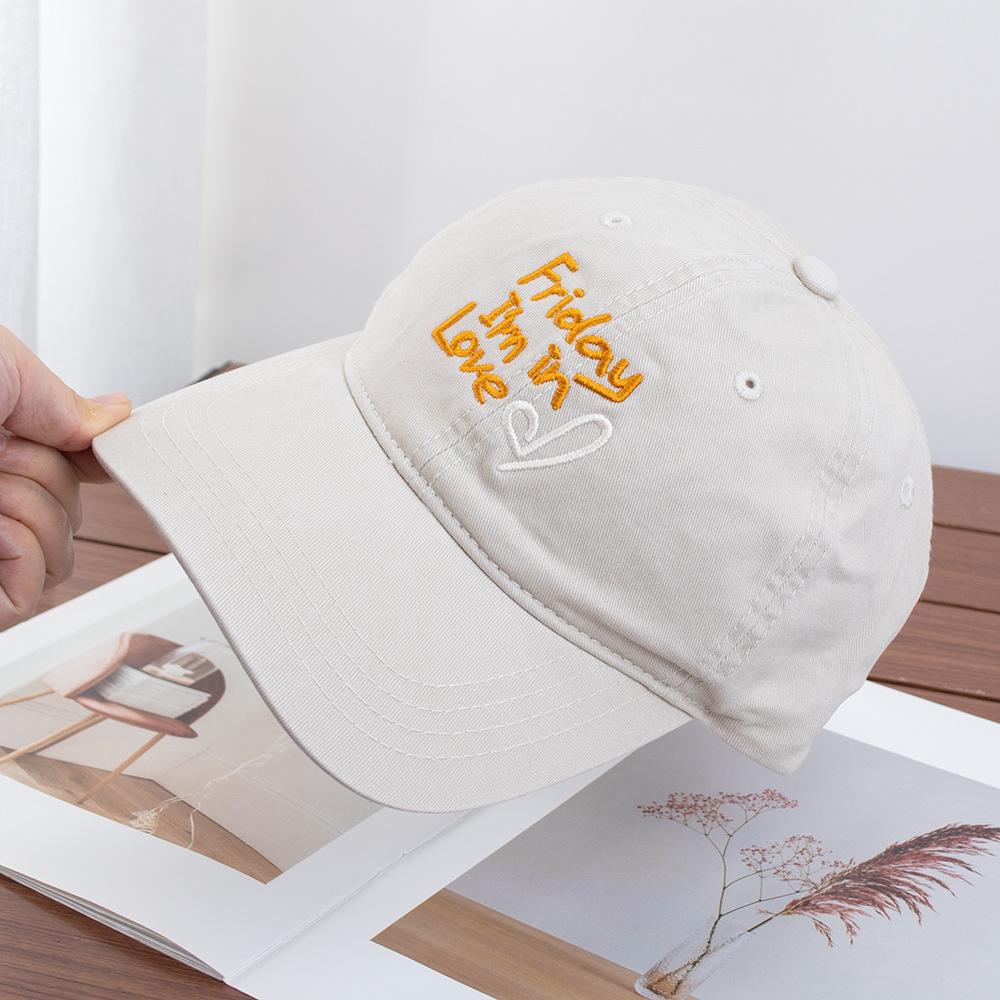 On Friday, I can again, baseball cap, small face, big head circumference, peaked cap, embroidery, love, simple casual sports cap.