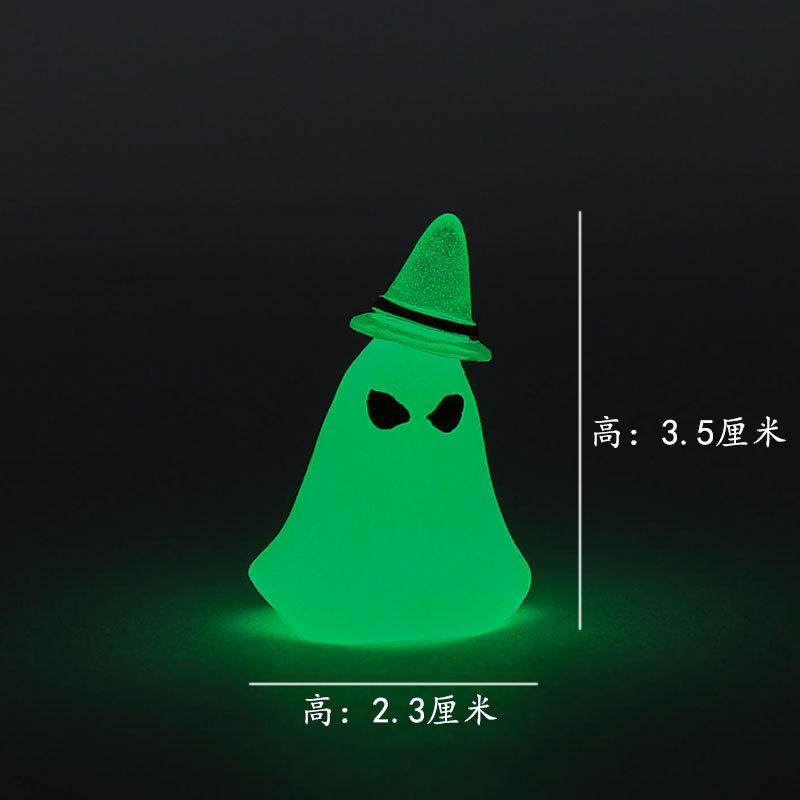 Decor Mini Luminous Ghost Ornament Halloween Decoration Coffin Pumpkin Bat Glowing Home Decoration Micro Miniature Decoration