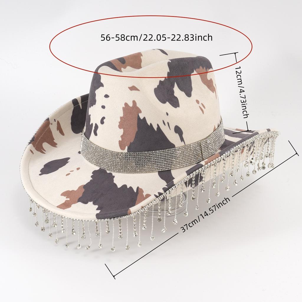 European and American milk print fringed hat milk hat western cowboy hat men's and women's party jazz hat