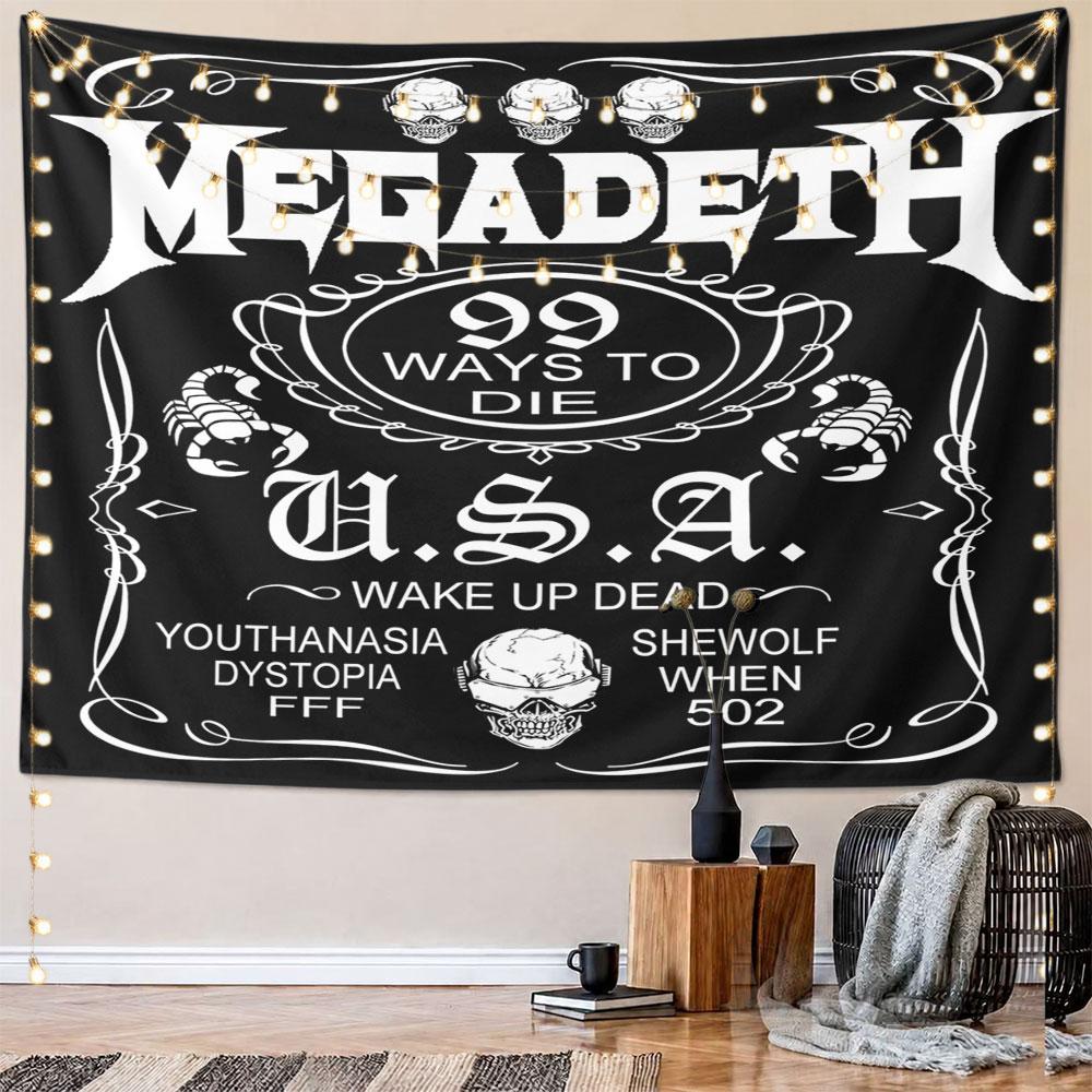 Megadeth Skull Art with Scorpions Pattern Wall Hanging Tapestry Decorative Tapestry Home Decor for Bedroom and Living Room