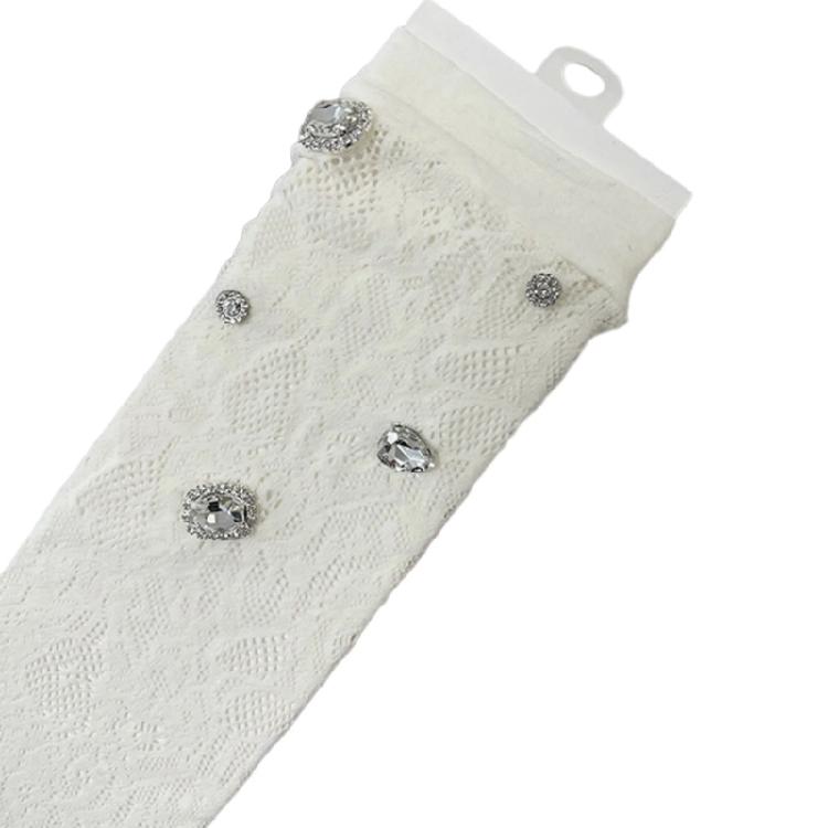 Women Crew Socks Crystal Calf Socks Lace Socks Transparents Meshes Ankle Socks
