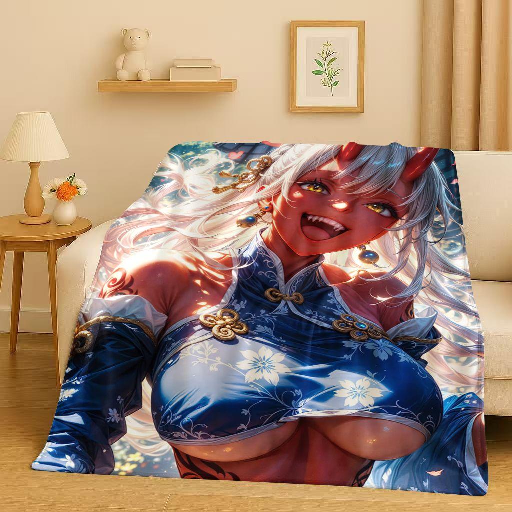3D Gothic Dark Sexy Girls Cartoon Anime Characters Flannel Blanket,Soft Plush Throw for Home Bedroom Bed Sofa Cover Trave Gift