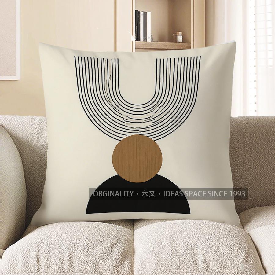 Home Decor Modern Geometric Black & White Throw Pillow Pattern Cushion Cover Suitable For Sofa Bedroom Car Pillow Cover
