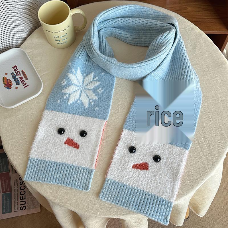 Icelandic Snowman Autumn/Winter Snowflake Scarf for Women - Preppy Style Knit Neck Warmer