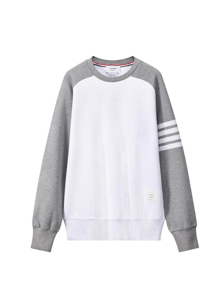 TB BROWIN2025 Autumn Water Ripple Raglan Sleeve Color Block Casual Crew Neck Sweatshirt