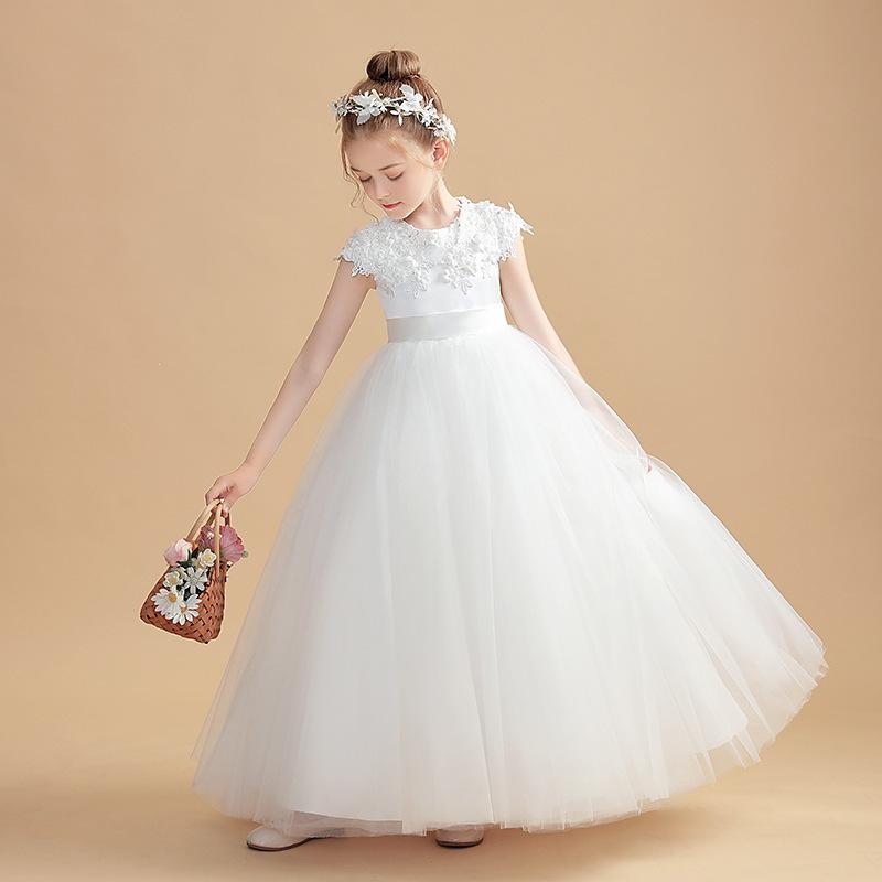 Princess Flower Girl Dress Satin/Tulle Wedding Festivity Celebration Birthday Party Evening-Gown Choir Ceremony Banquet Prom