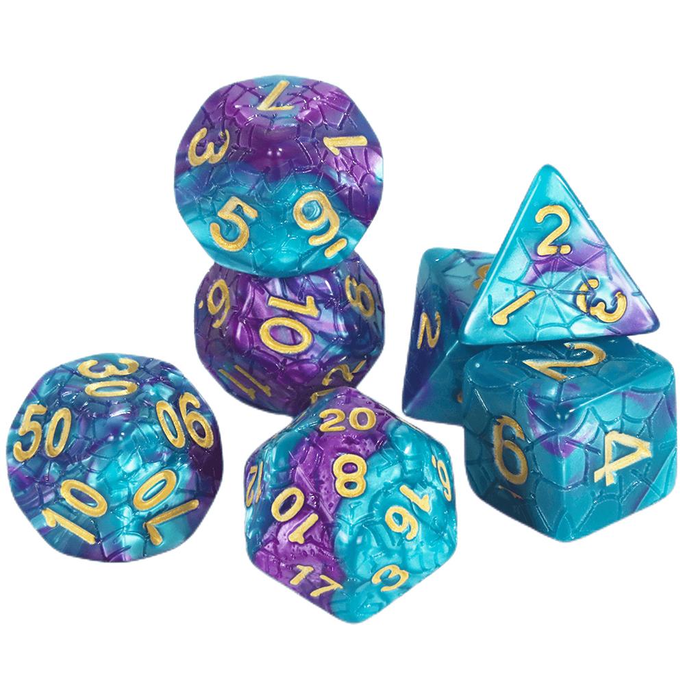 Sada mnohostěnných kostek 7ks Míchání barevných kostek s pavučinou pro deskové hry DND a deskové hry na hrdiny