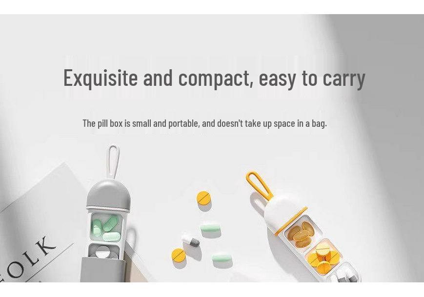 Compact Portable Pill Box, Light-Proof Daily Storage, Mini Food-Grade Sealed Dispenser.