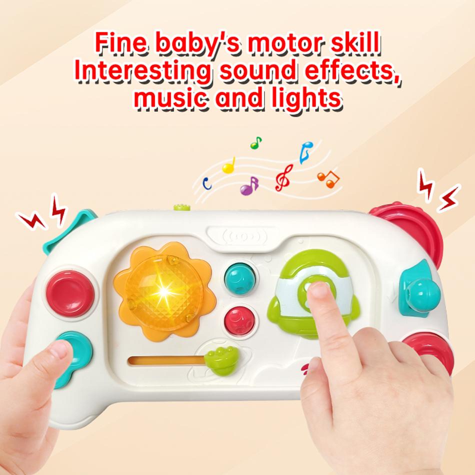 Baby Simulation Game Console Toys with Music&Lights Mini Game Console Finger Action Fine Training Educational Montessori Toys
