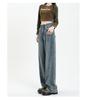 American Retro High-Waisted Wide-Leg Jeans for Women - 2024 Spring/Autumn Collection: Loose, Drapey Floor-Length Design