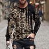 Spring and Autumn Round Neck 3D Printed Top Fashionable Casual retro Long Sleeved Men's T-shirts