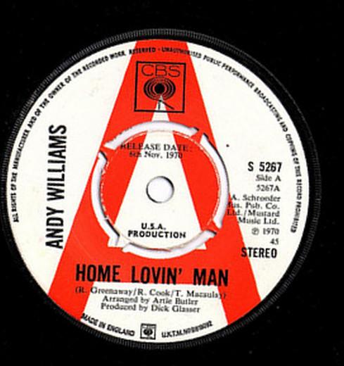 

7inch Record ANDY WILLIAMS - Home Lovin Man 5267 CBS 1970 UK Jazz Used