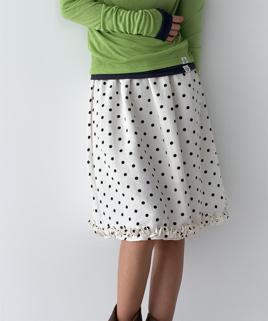 The Green Lab Dot Frill Skirt [Ivory]