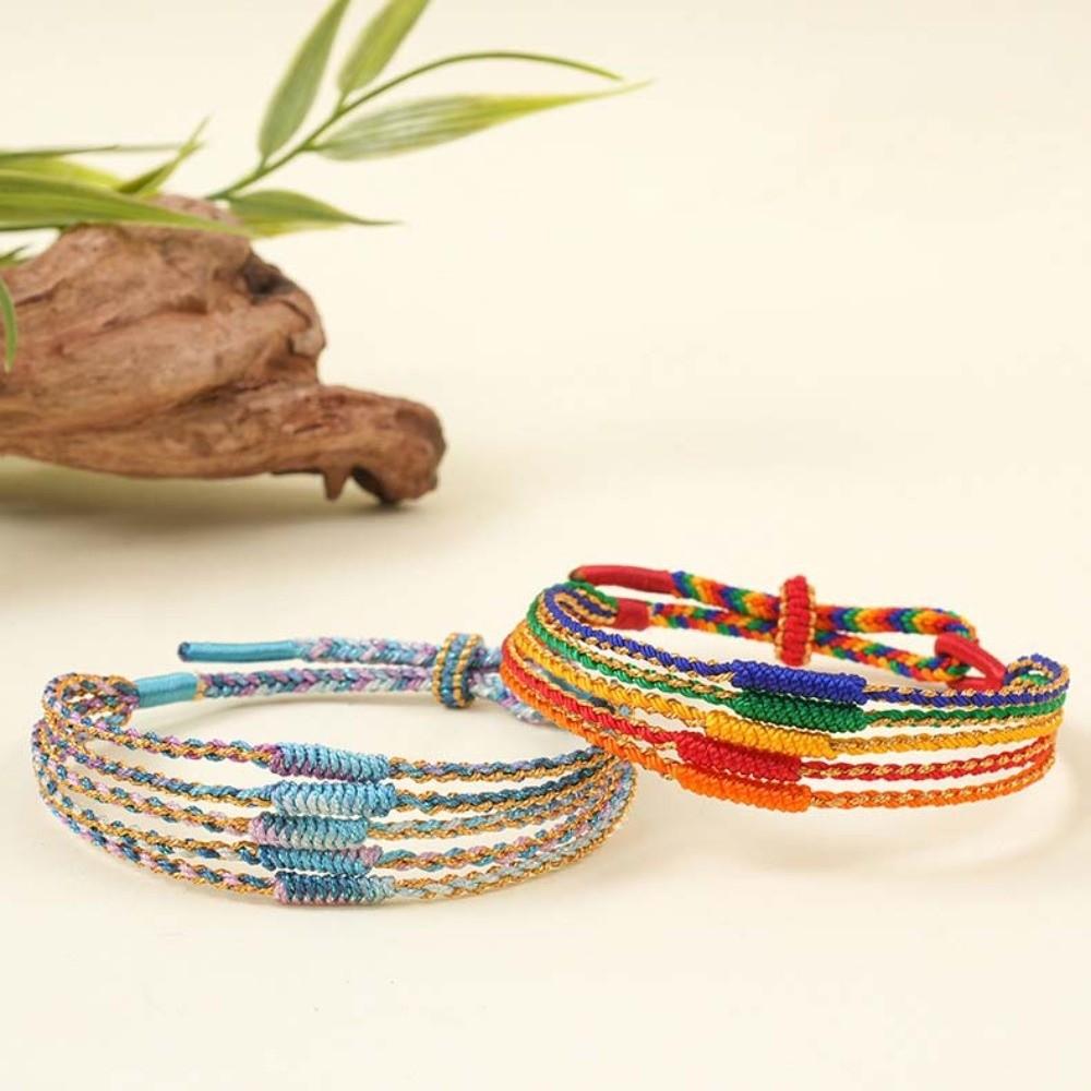 Adjustable Design Five-Color Cord Bracelet Fortunate Ornaments Amulet Woven Lucky Wrist Rope Cultural Significance Exquisite