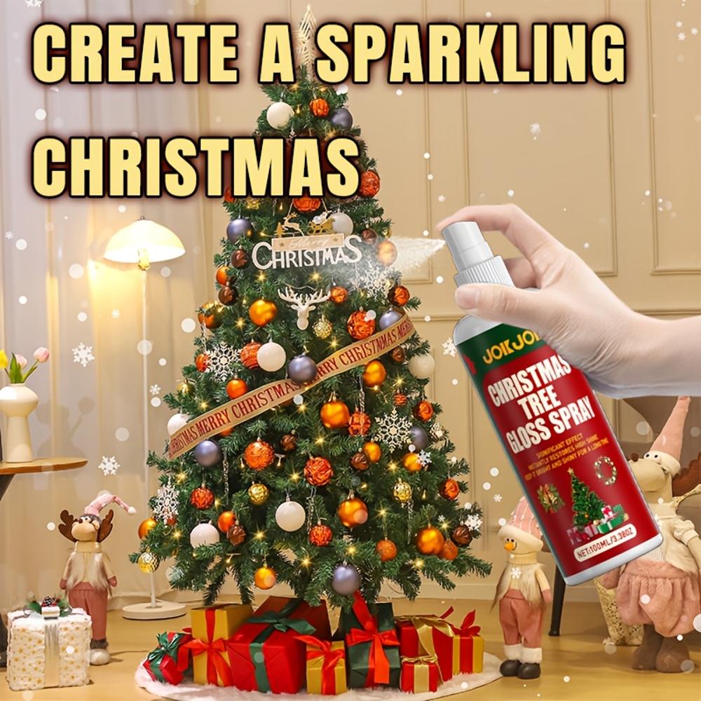 JOKJOK Instant Glow Christmas Tree Shine Spray - Long-Lasting Glossing Spray for Ornaments, Plastic-Based Formula, One Spray & G