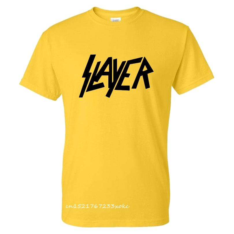 חולצת טי ממתכת Slayer מודפסת אופנת גברים Streetwear צווארון עגול שרוול קצר חולצת טי 100% כותנה חולצת רוק עליוניות