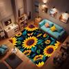 Customizable sunflower pattern non-slip rug, soft flannel, washable, non-slip backing, suitable for living rooms, bedrooms, bath