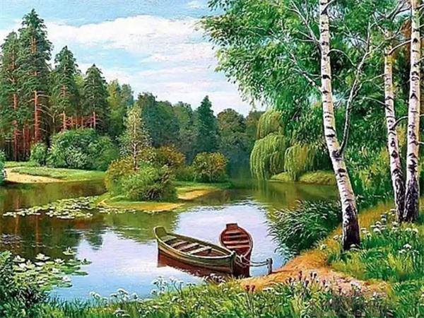 5D Diy Ζωγραφική με Διαμάντια Δέντρο Ποτάμι Πλήρες Τετράγωνο Στρογγυλό Κέντημα Ψηφιδωτό Φυσικό Τοπίο Διακόσμηση Σπιτιού