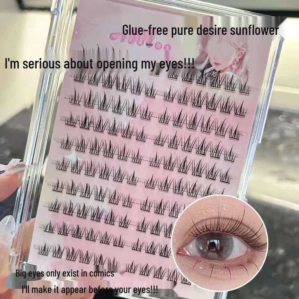 Non-Adhesive Natural Sunflower False Eyelashes, 120 Ultra-Soft Segmented Clusters