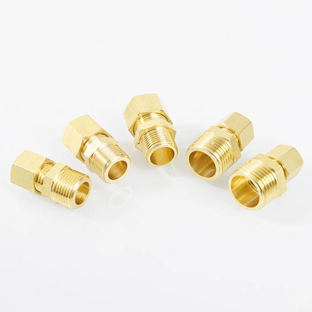 6 8 10 12 15 16-28mm OD X M8-M30 1/8" 1/4" 3/8" 1/2" 3/4" 1" BSP Male Compression Union Brass Pipe Fitting Connector Coupler