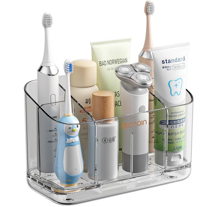 Electric Toothbrush Storage Rack, Wall-mounted Bathroom Toothpaste and Toothbrush Storage Rack Without Drilling