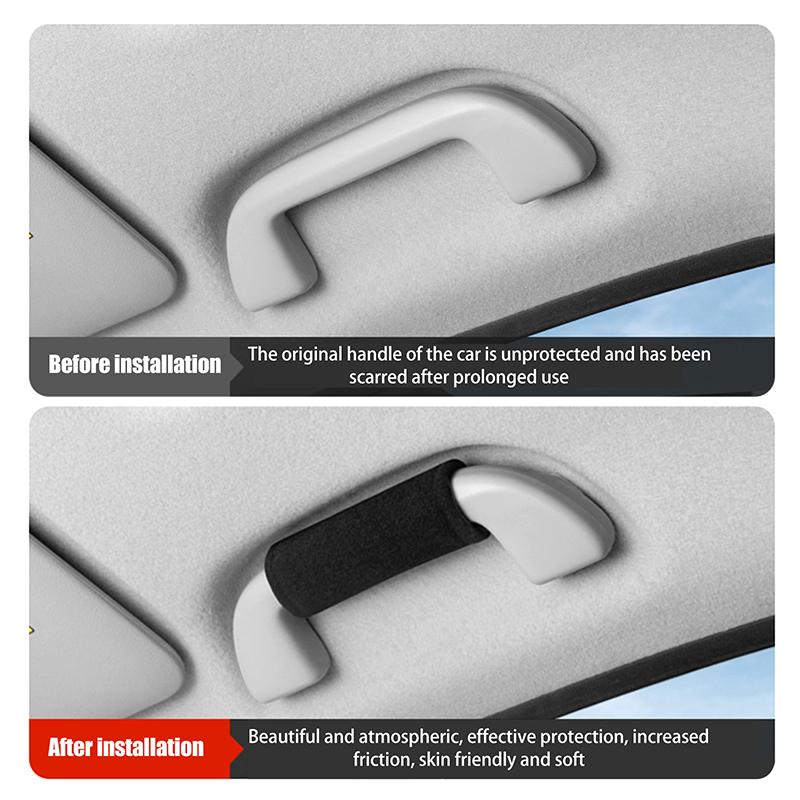 Car Roof Armrest Decoration Soft Suede Cover Auto Interior Pull Handle Gloves Protection Ceiling Handle Protective Covers Decor