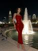 2025 New Year's Red Shiny Bodycon Slip Dress - Elegant Formal Gown for Valentine's Date