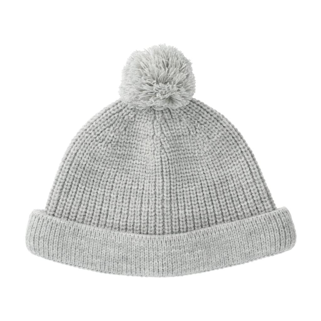 Basic Ench Knit Sweater Cap Pon Pom Washable Unisex Heather Gray