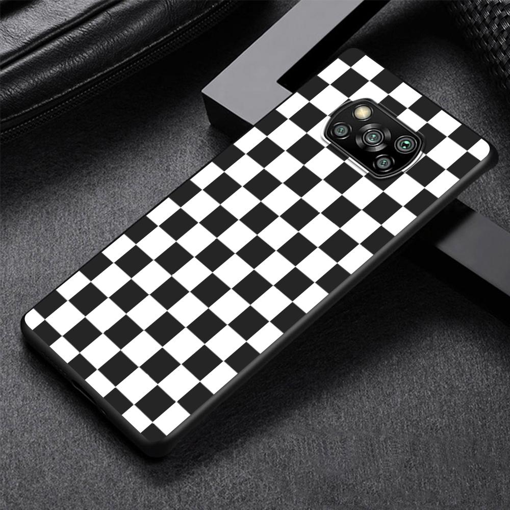 

Классический чехол для телефона в стиле ретро с шахматной доской и сеткой для Xiaomi Poco X3 NFC M3 X4 Pocophone F1 M4 Pro F3 GT, мягкий силиконовый черный чехол Xiaomi Mi 11T 5G