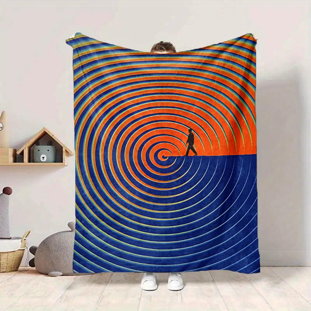 1pc Spiral Path Blanket, Lightweight Flannel Throw Blanket for Sofa, Bed, Travel, Camping, Living Room, Office, Couch, Chair, and Bed