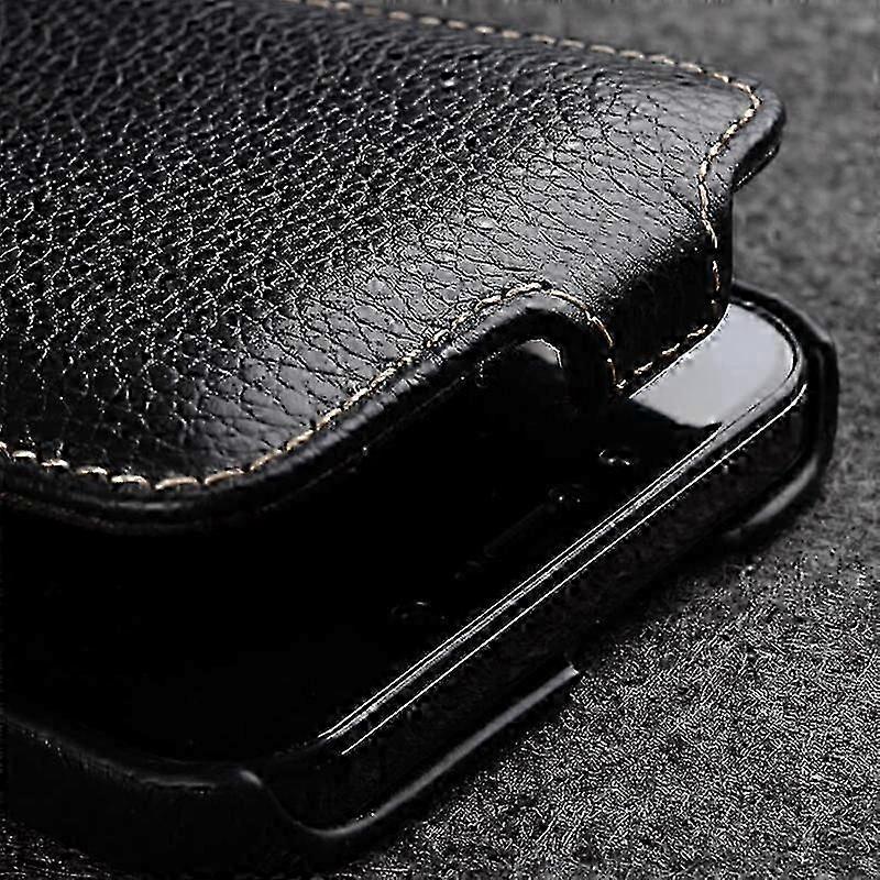 For iPhone 14 Pro Litchi Texture Phone Case Genuine Cow Leather PC Vertical Flip Cover