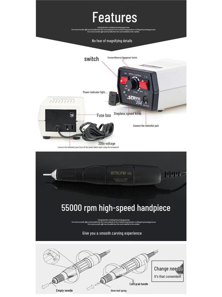 204 Dental Engraving & Grinding Machine for Jadeite, Nut, Wood, & Jade Carving