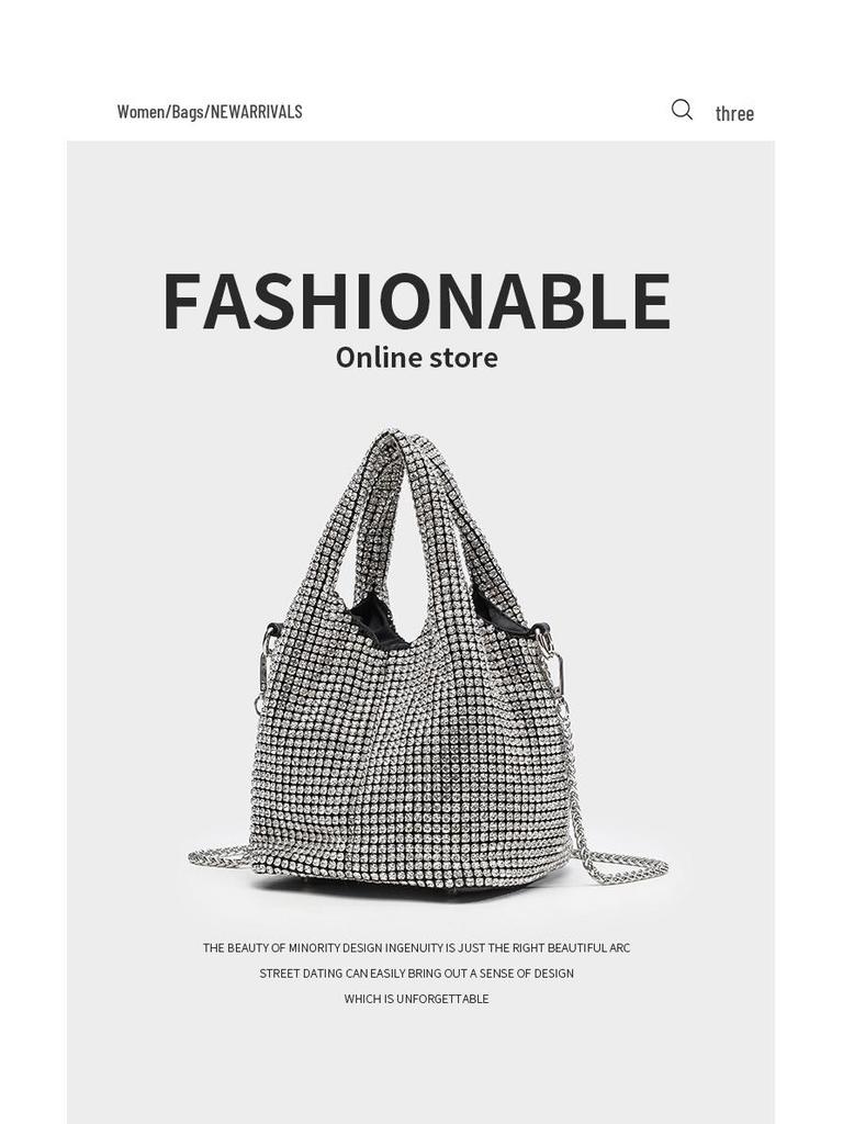 Cross-Border Rhinestone-Full Women's Evening Handbag: Shiny Diamond Inlaid Chain Shoulder/Crossbody Bag