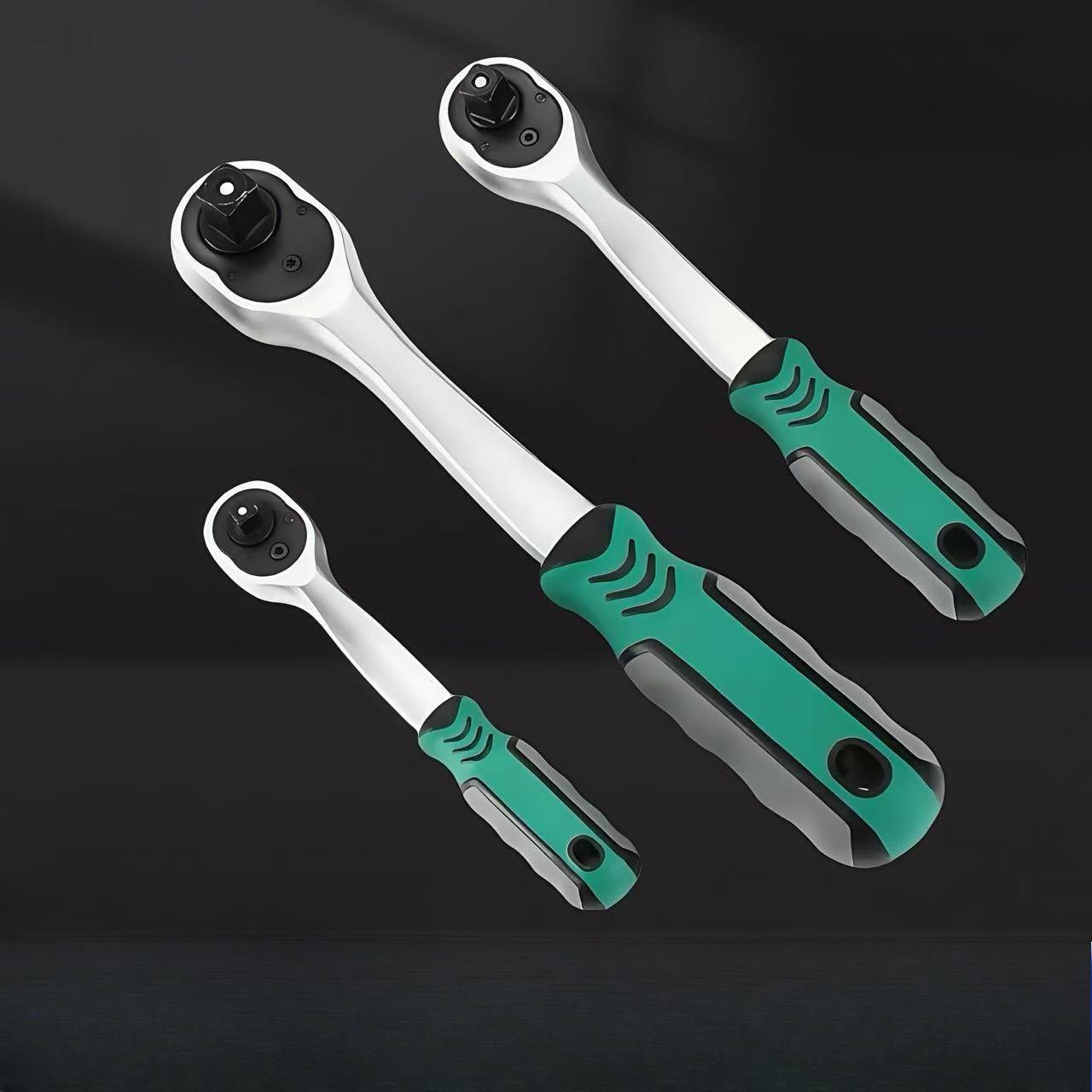 Ratchet Socket Wrench Tool Universal Multifunctional External Hexagonal Quick Sleeve Wrench Auto Repair Tool (green,General)