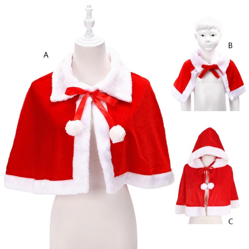 Christmas Santa Claus Party Costume Dress Up Shawl with Hat Outfit Red & White Gold Velvet 3 Type Optional for Adult Kid